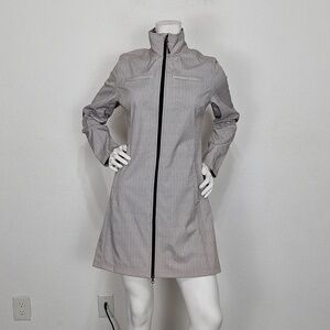 Mondetta Gray Plaid Zip Front Gorpcore Outdoor Trench Rain Coat Jacket Size M